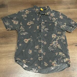 Vans Black Floral Short-Sleeve Button-Up Shirt